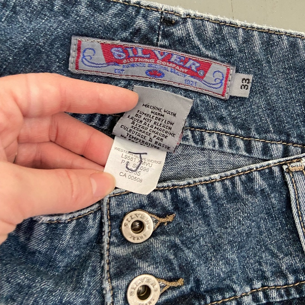Y2K Silver Low Rise Bootcut Flare Jeans - Picture 6 of 7